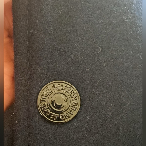 True Religion Richie Varsity Letterman Bomber Jacket Women's M | Black & Blue - Picture 8 of 16